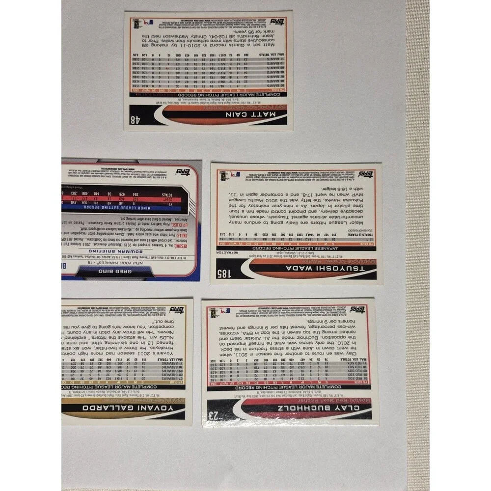 Lot of five 2012 Topps Chrome baseball cards.Includes:Tsuyoshi Wada Refractor